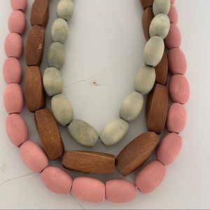 Layered wooden bead necklace